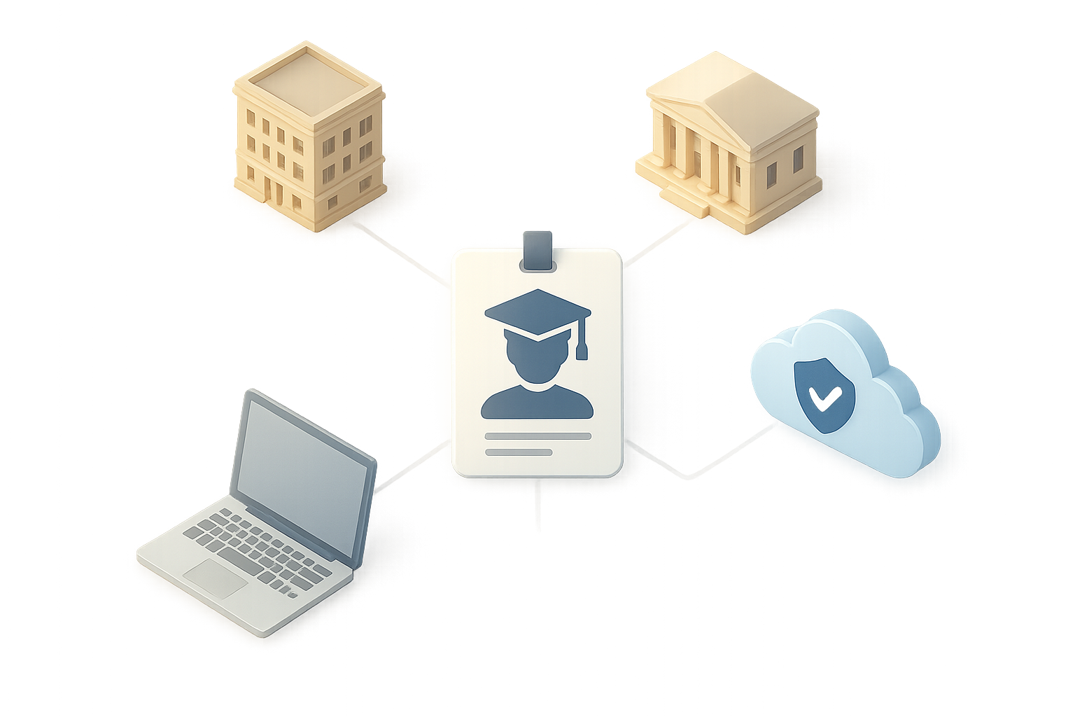 Data flow from alumni ID hub to district, state, and secure cloud