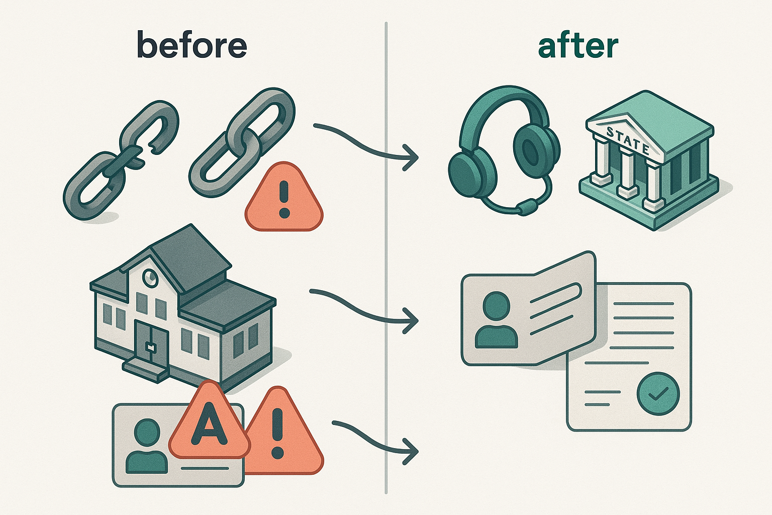 Before-and-after mapping of school record issues to official remedies
