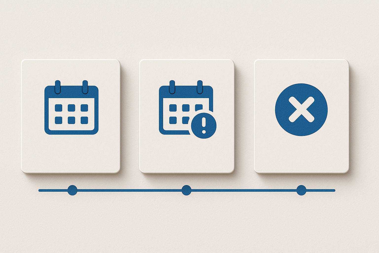 Card-based registration timeline with standard, late, and cancellation deadlines