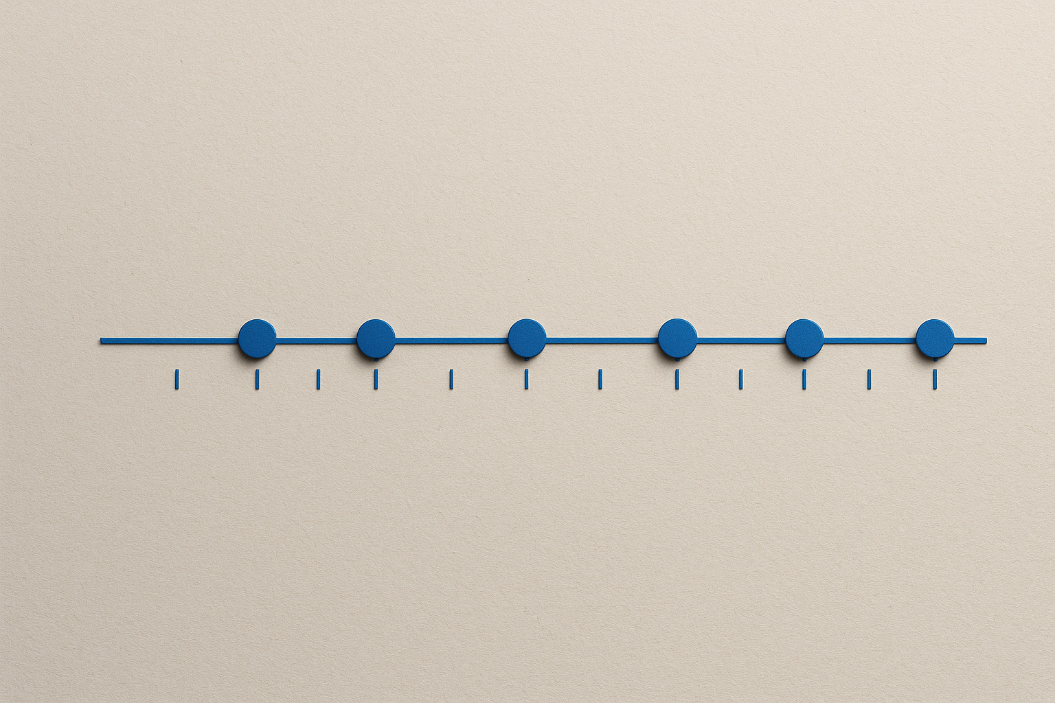 Horizontal timeline from August to June with seven national test dates