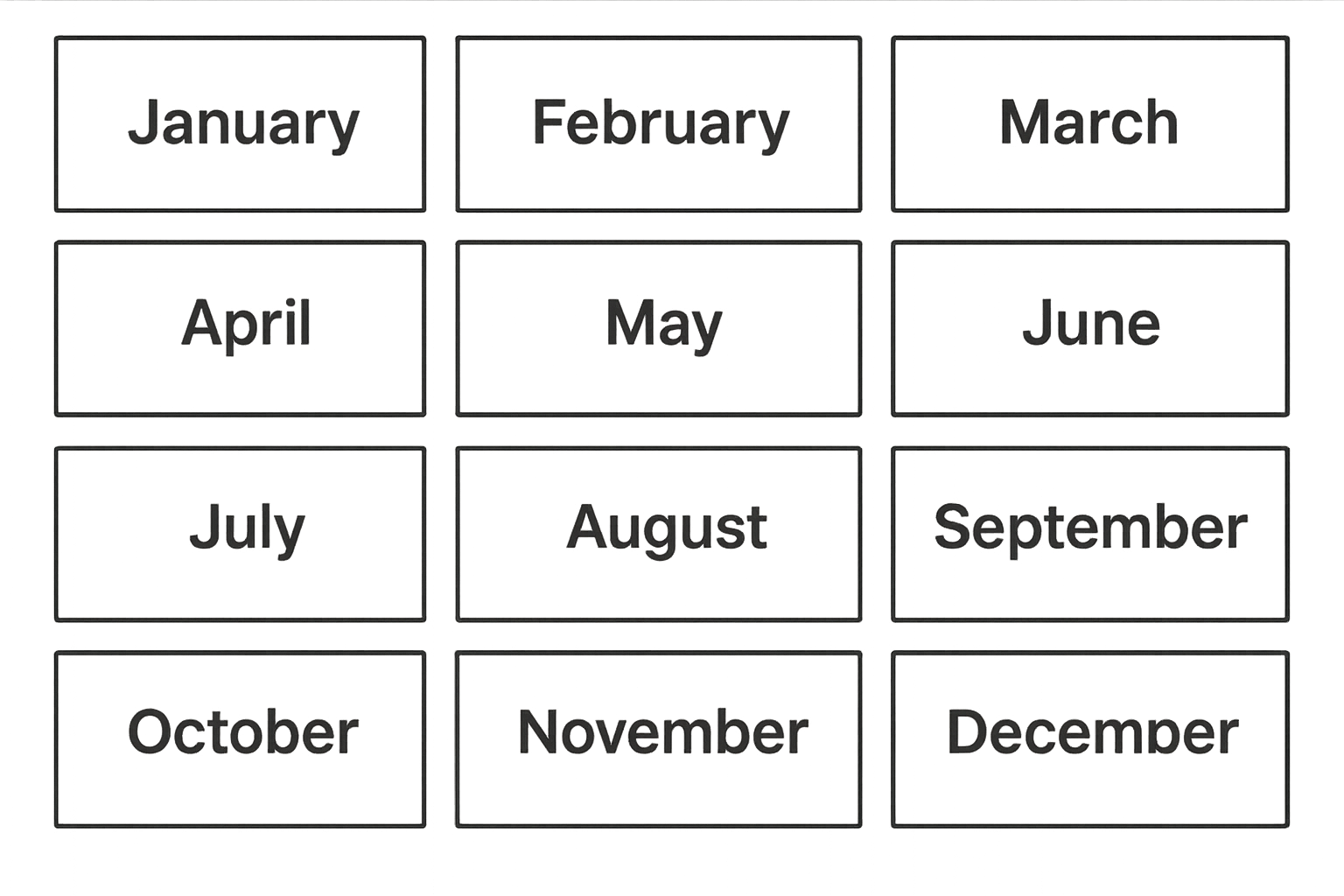 calendar grid with highlighted recurring test months