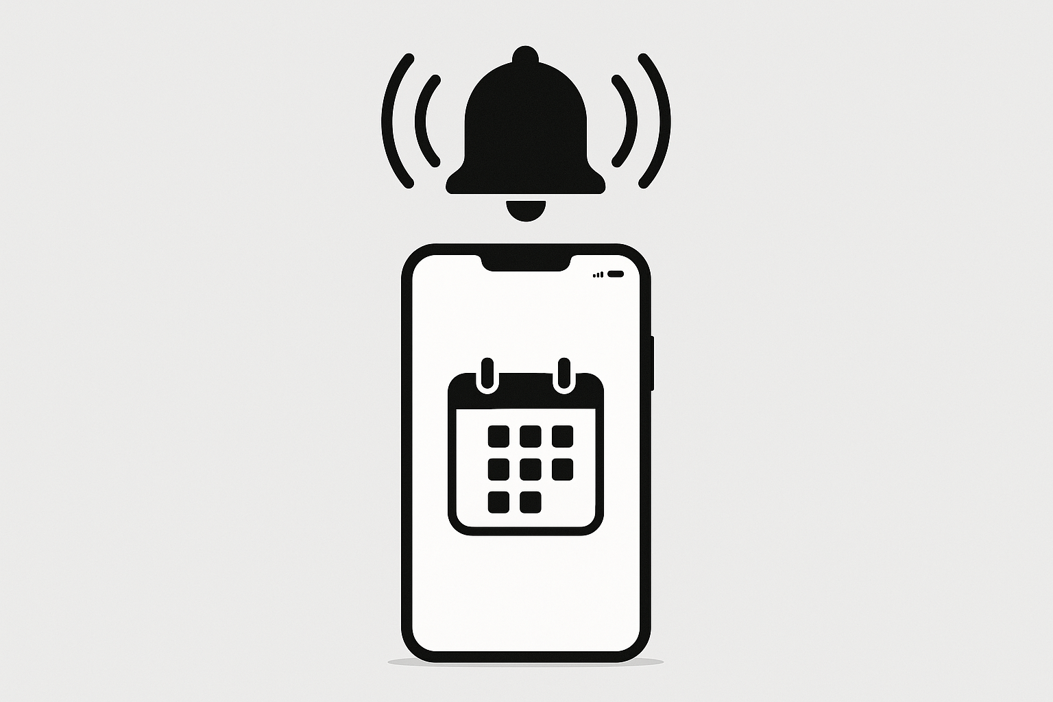mobile calendar alert with bell icon