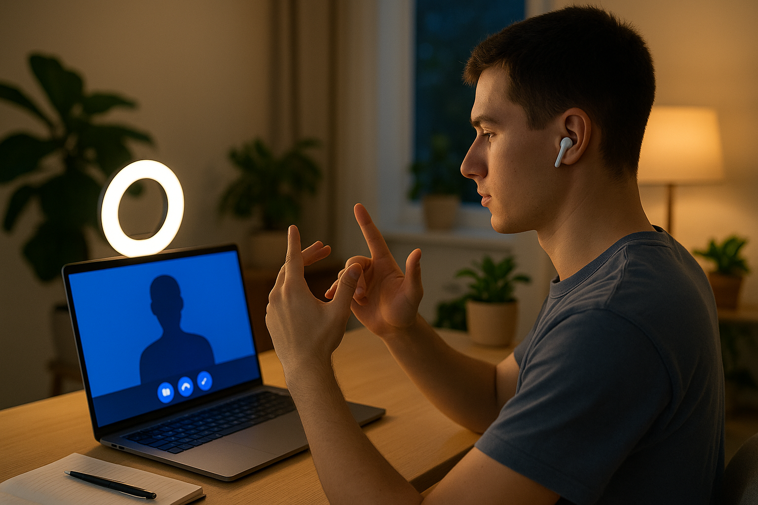 Home setup for an ASL video proficiency interview