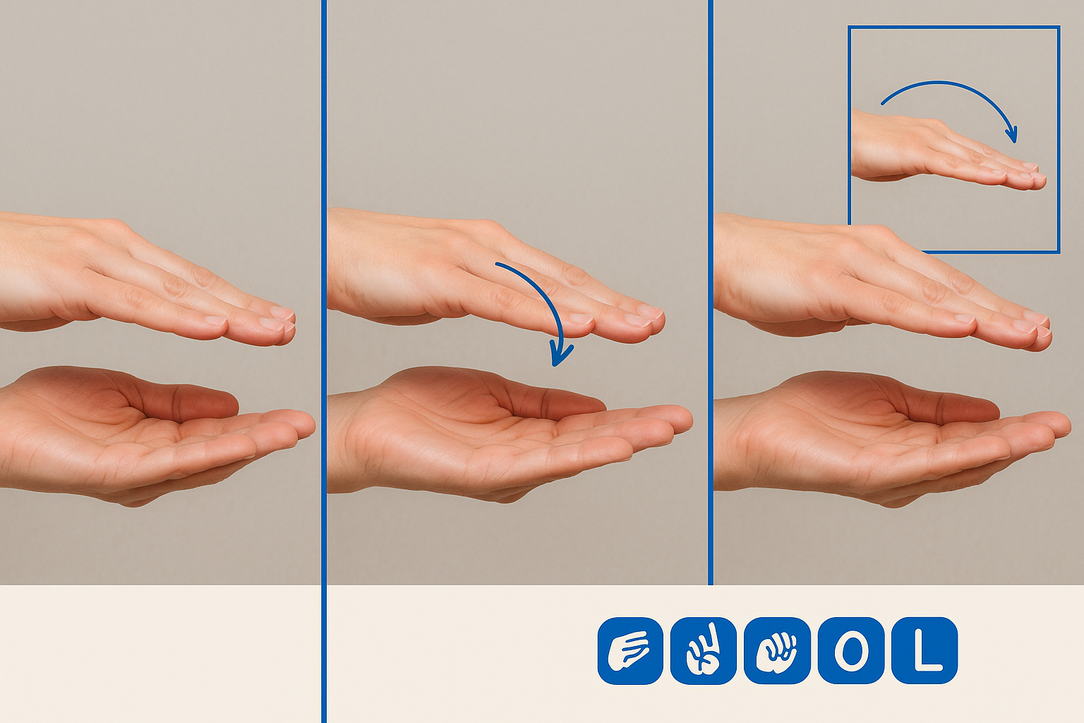 Step-by-step ASL sign for school showing single-tap variation