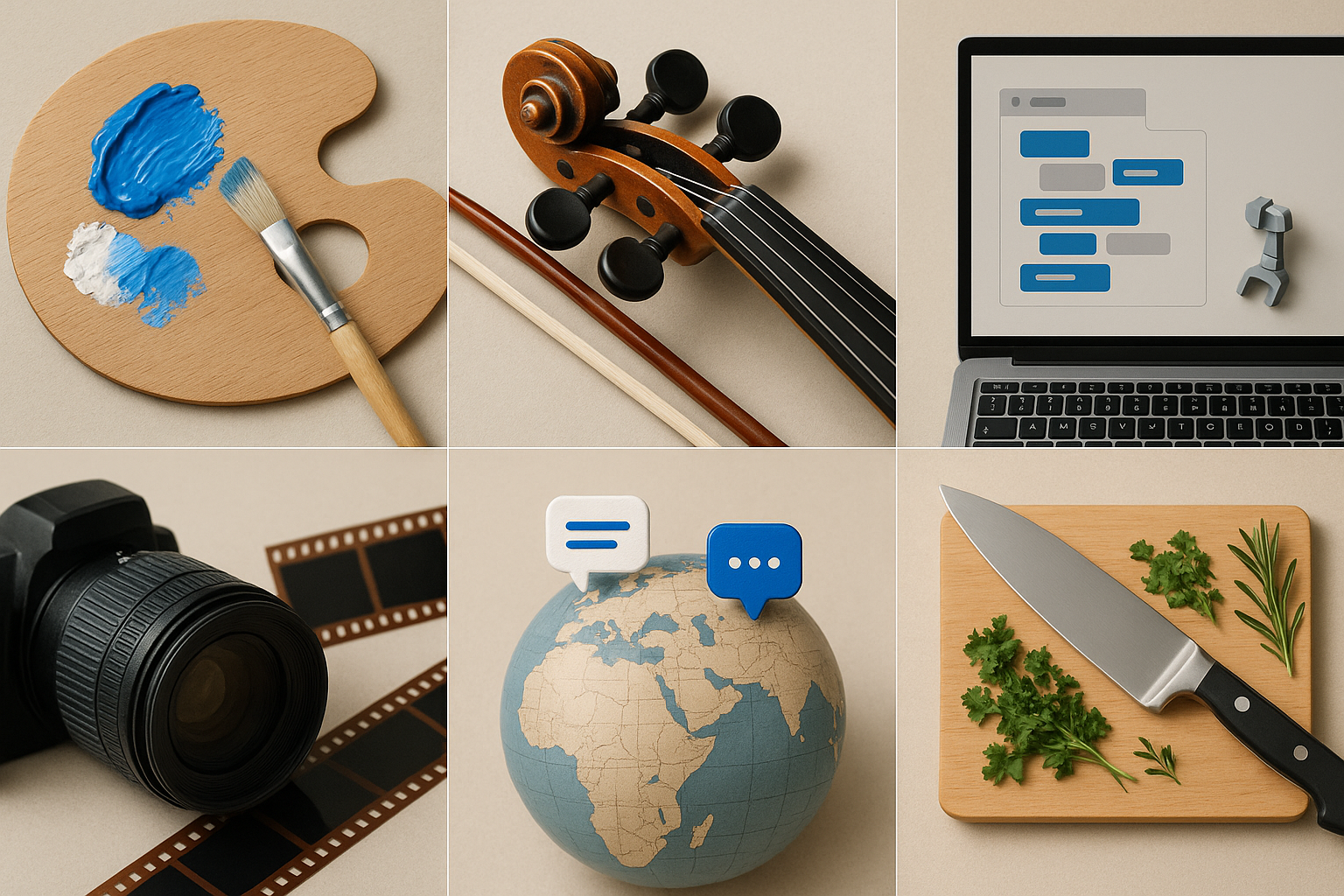 Grid of electives such as art, music, coding, robotics, photography, and languages