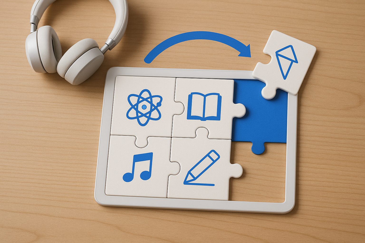 Core subject puzzle piece snapping into place as a progress indicator.