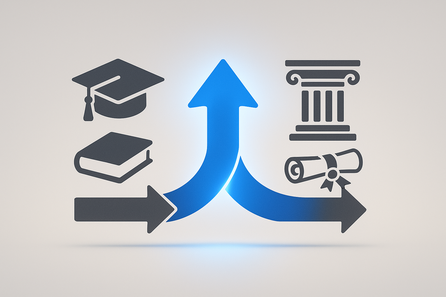 High school and college icons merging into a progress arrow.