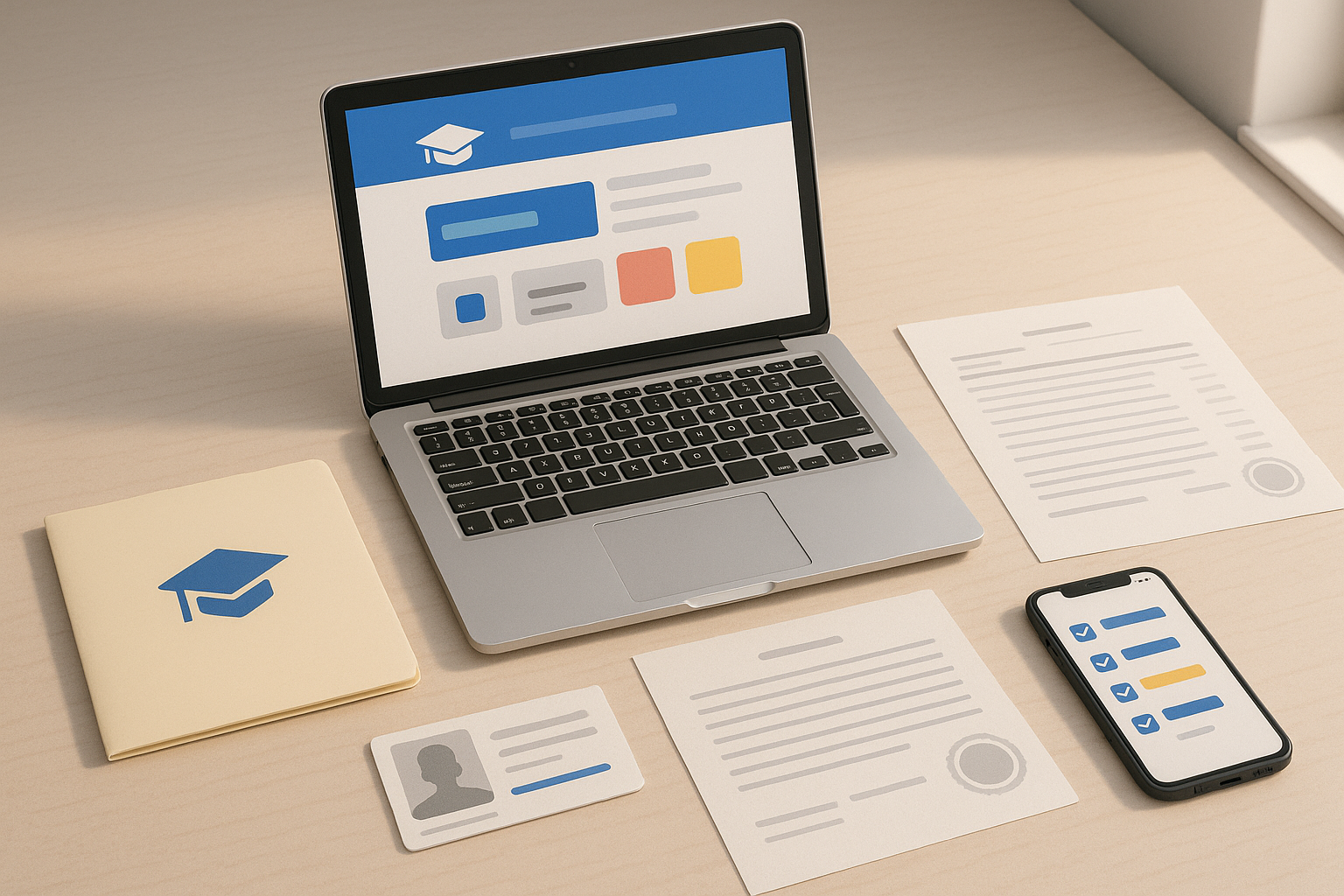 Enrollment checklist with documents and tools for online high school