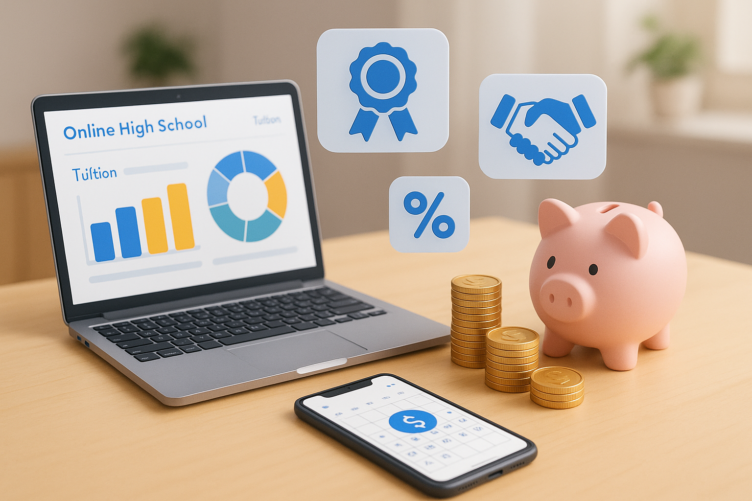 Online high school tuition planning with discounts, scholarships, and employer benefits