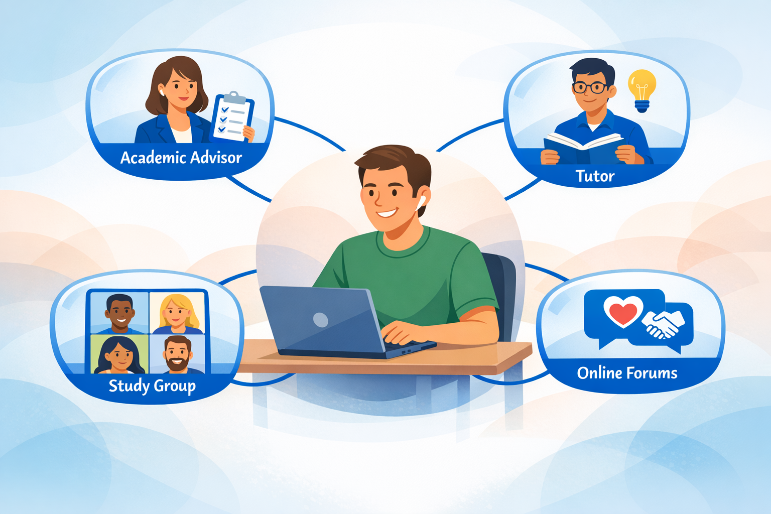 Support network for adult online high school learners