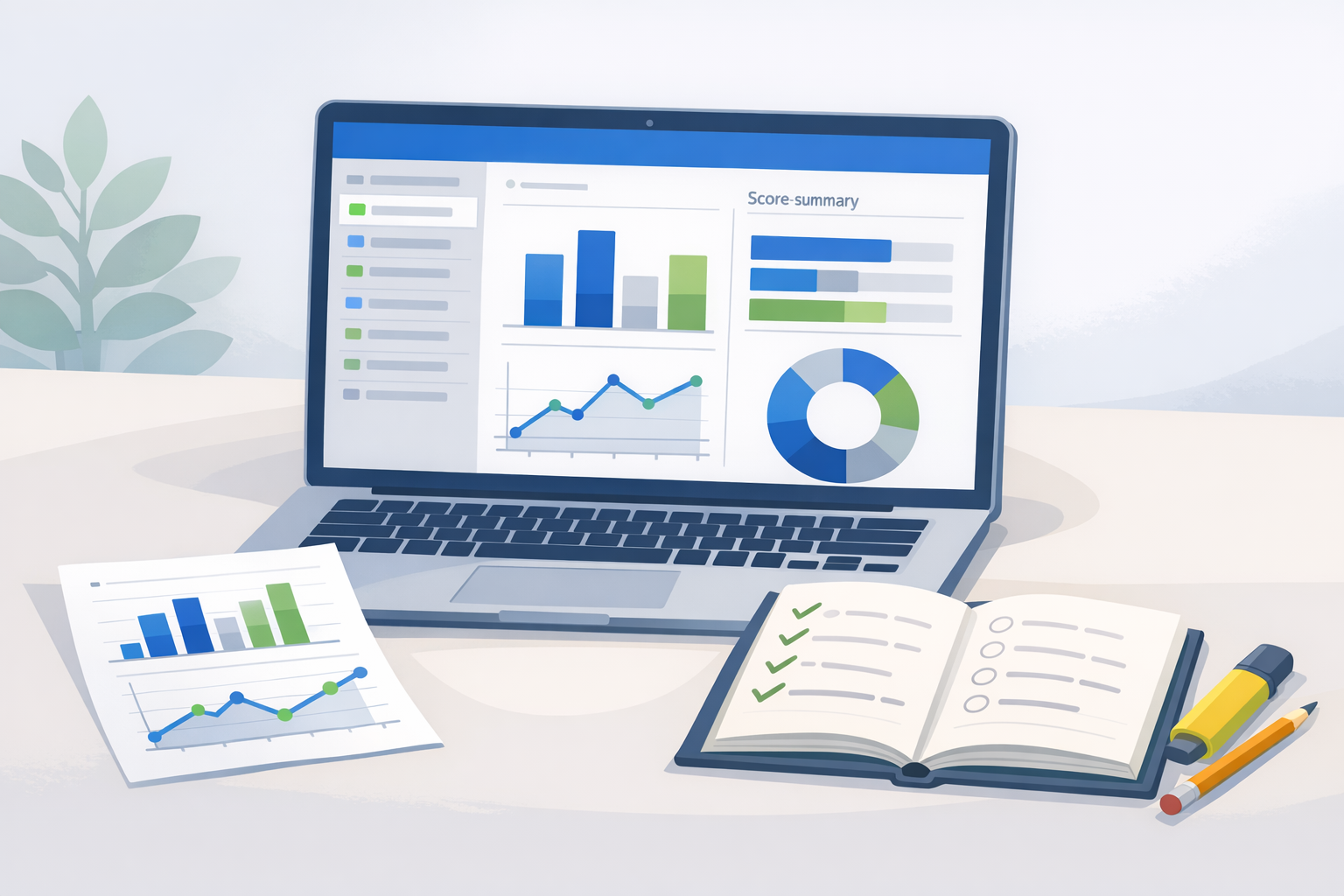 Mock test dashboard with score summary and error log