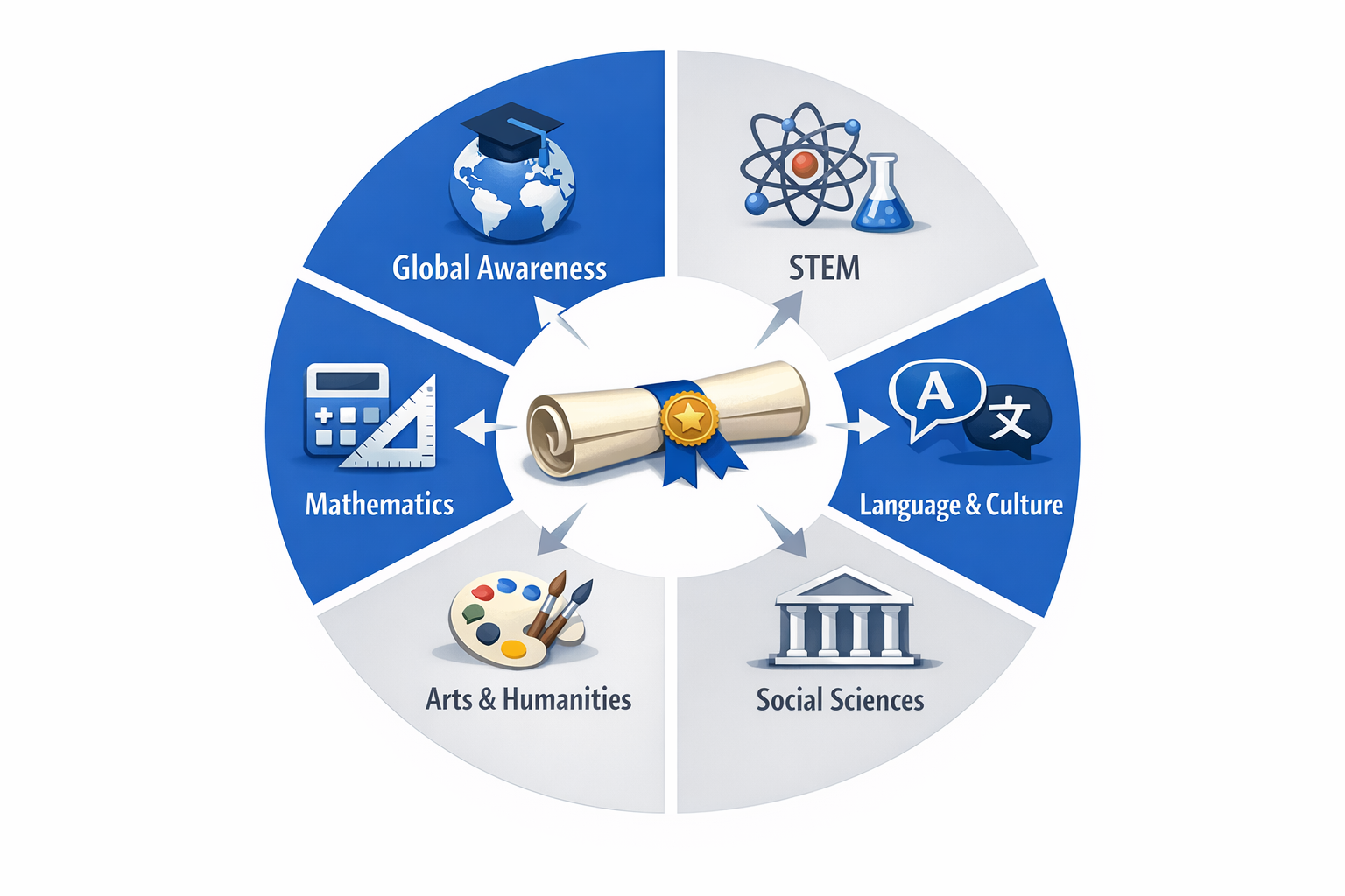 Overview diagram of APID requirement areas in five segments